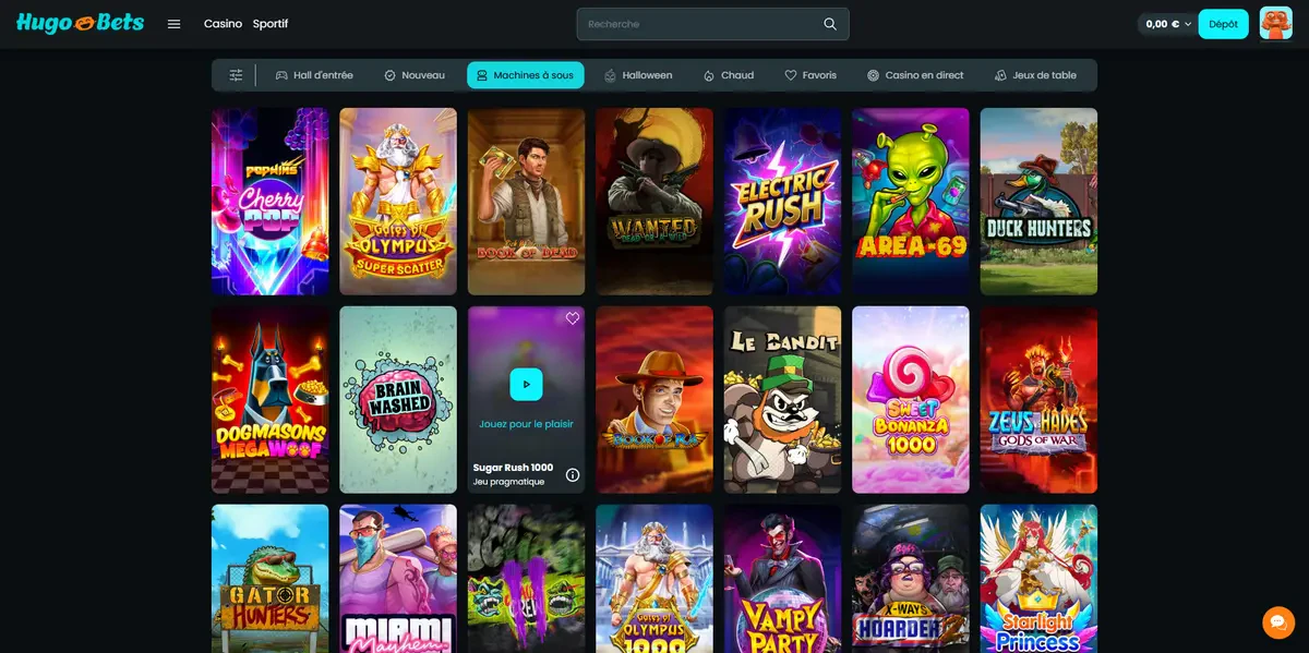 interface happy hugo casino