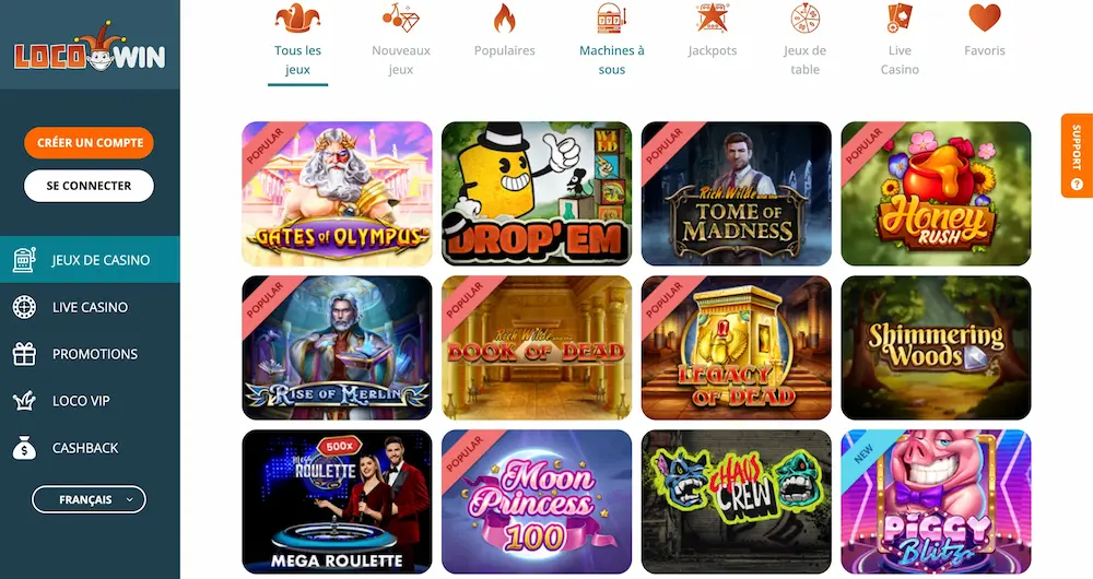 locowin casino interface